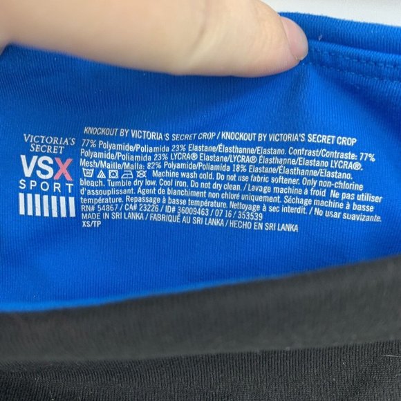 Victorias Secret SPORT VSX Knockout Crop Leggings Blue Black Colorblock Size XS - Picture 2 of 3